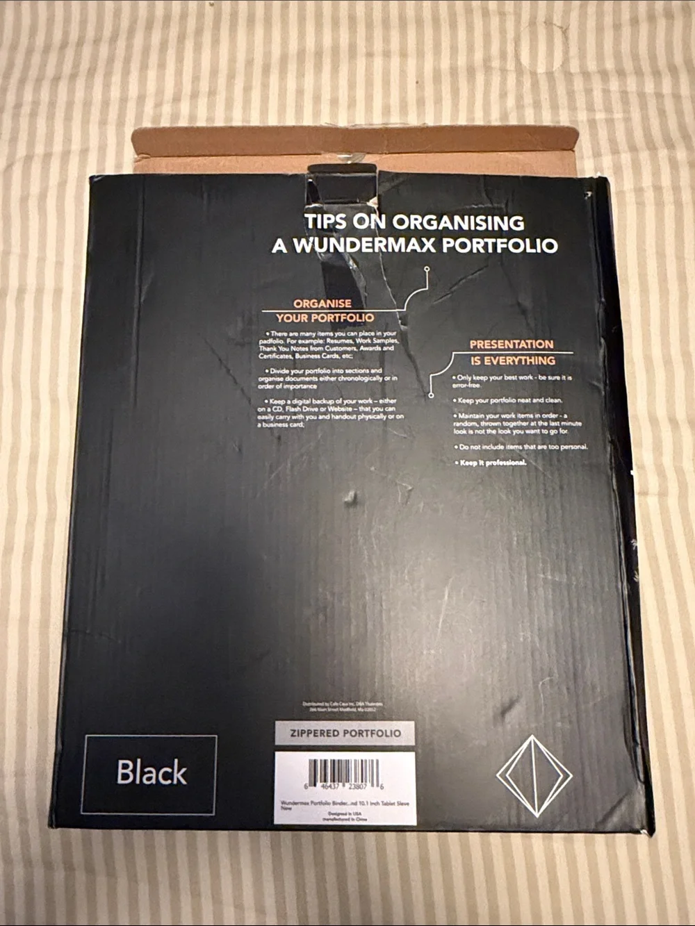 Black Zippered Tablet Portfolio Case
